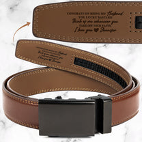 Congrats On Being My Husband - Gifts For Him - Personalized Leather Belt With Engraved Buckle