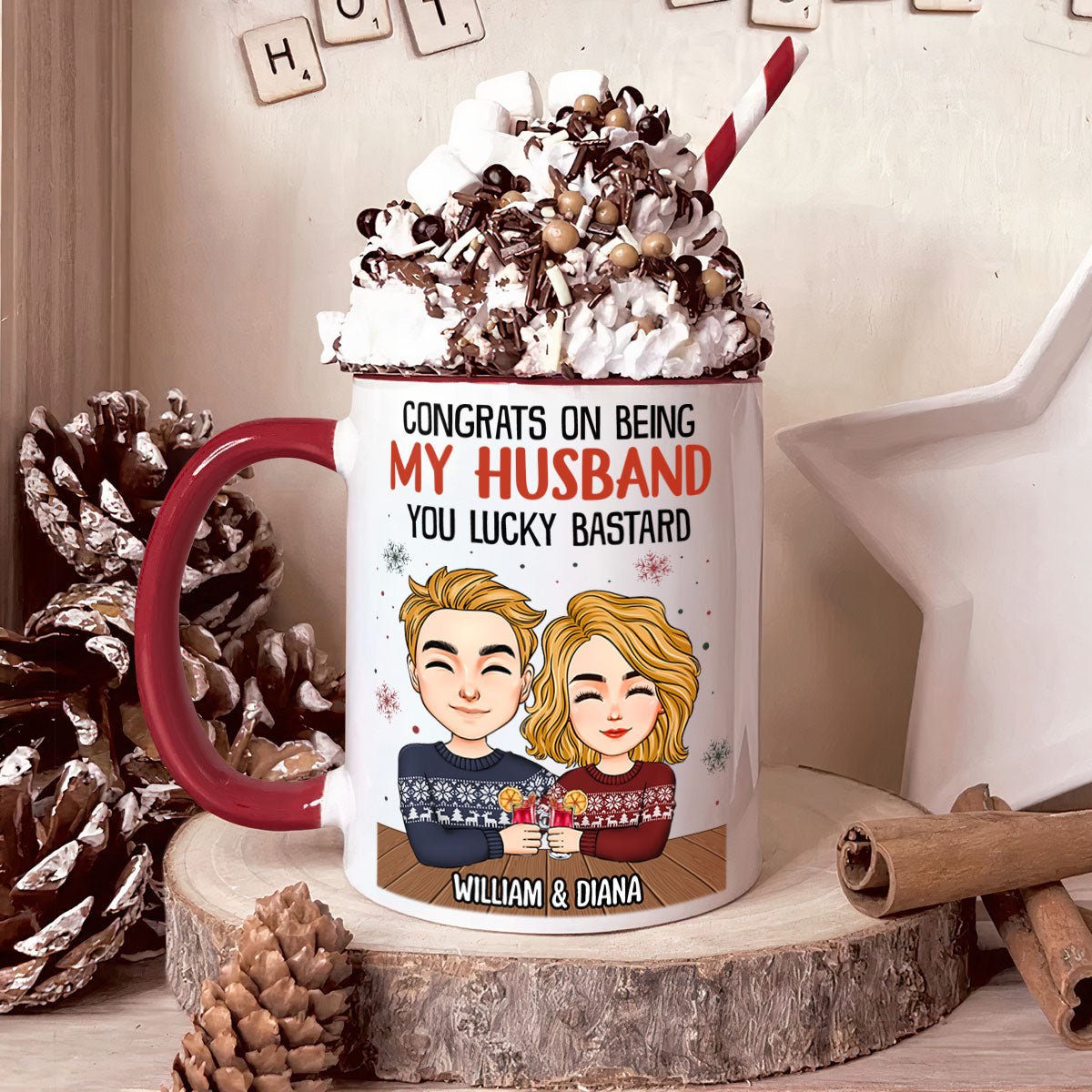 Congrats On Being My Husband - Personalized Accent Mug