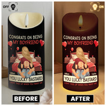 Congrats On Being My Boyfriend - Personalized LED Candle