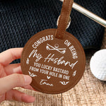Congrats On Being My Husband - Personalized Leather Golf Bag Tag