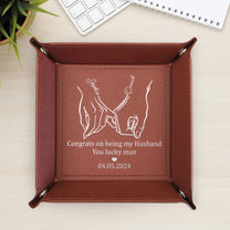 Congrats On Being My Husband - Personalized Leather Valet Tray