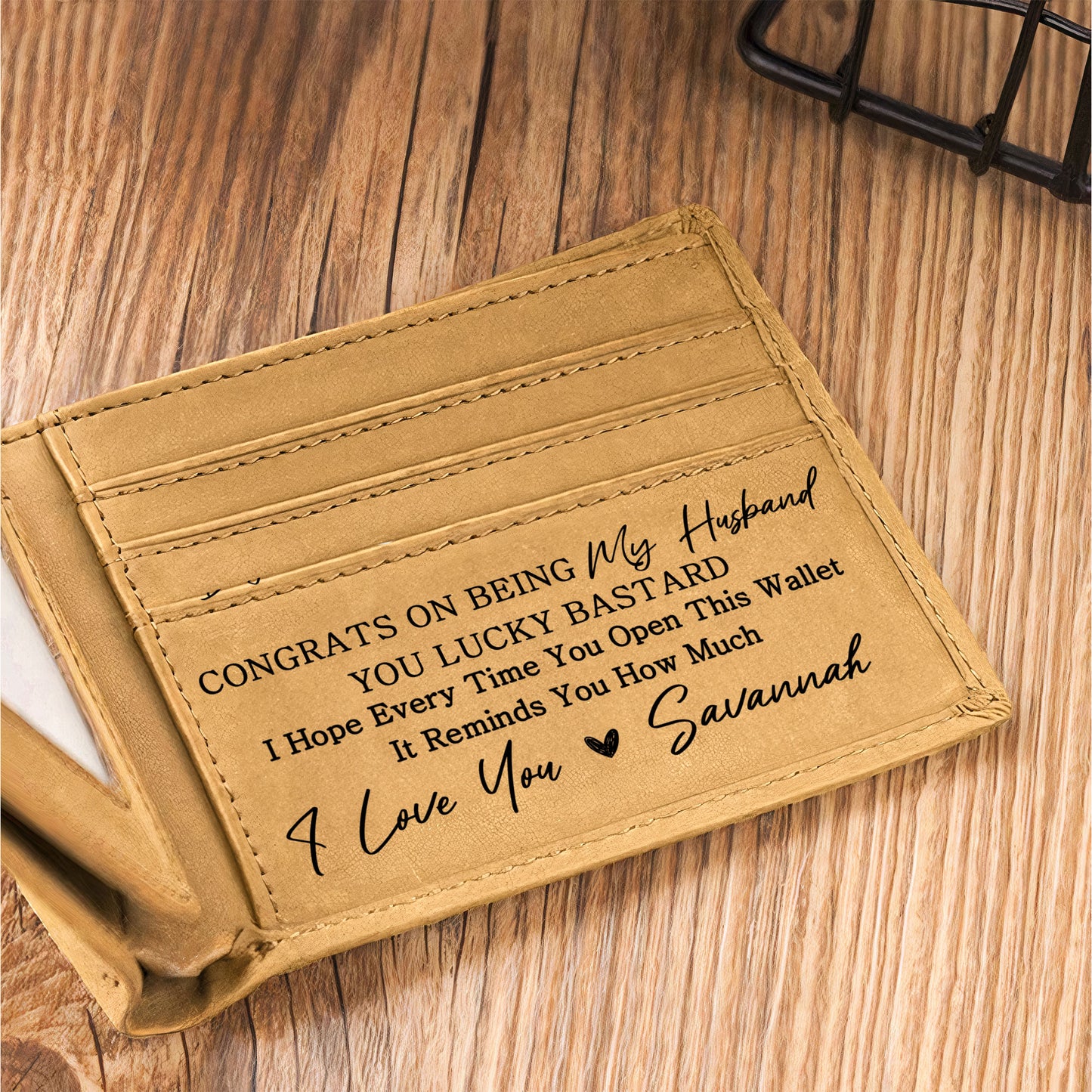 Congrats On Being My Husband - Personalized Leather Wallet