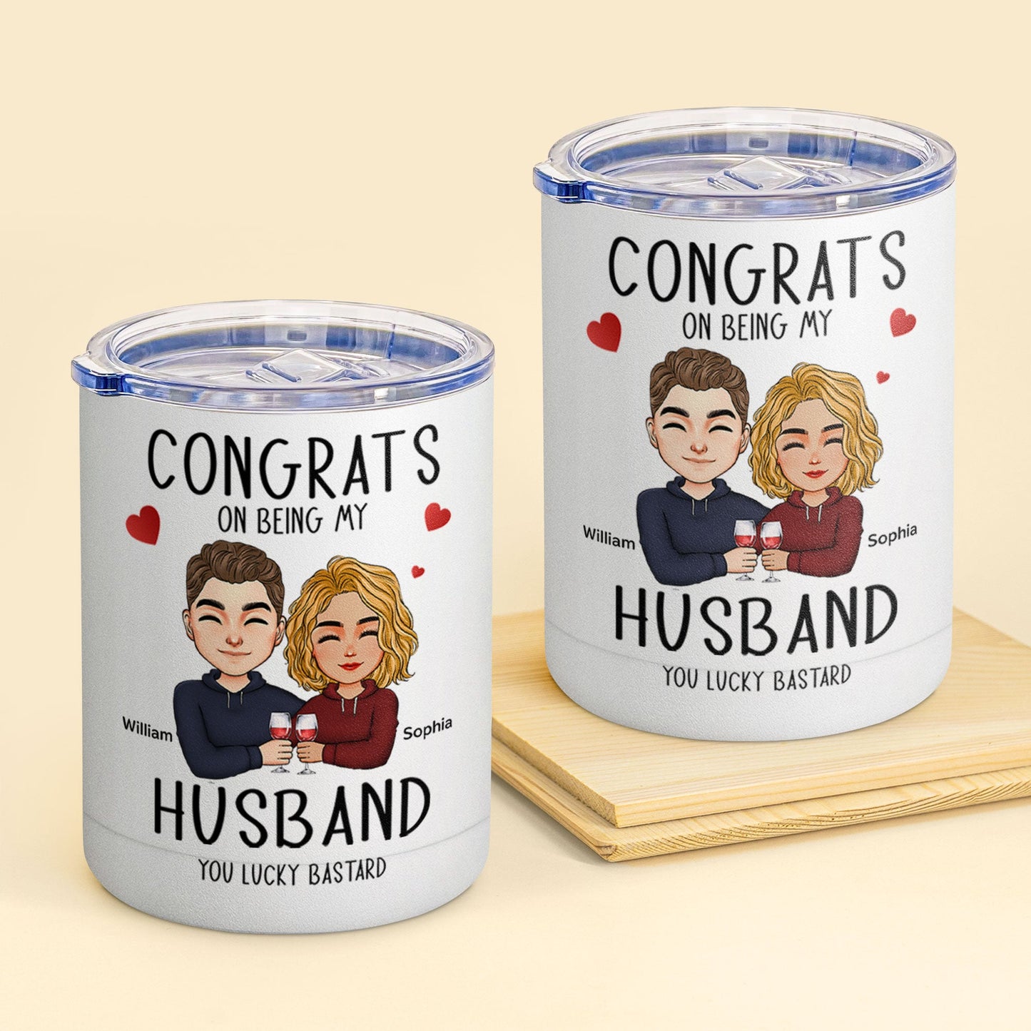 Congrats On Being My Husband - Personalized Lowball Tumbler