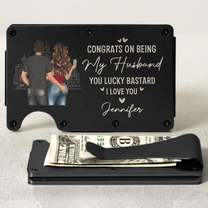 Congrats On Being My Husband - Personalized Photo Metal Card Holder