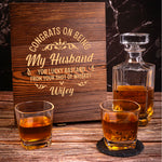 Congrats On Being My Husband - Personalized Whiskey Decanter Set