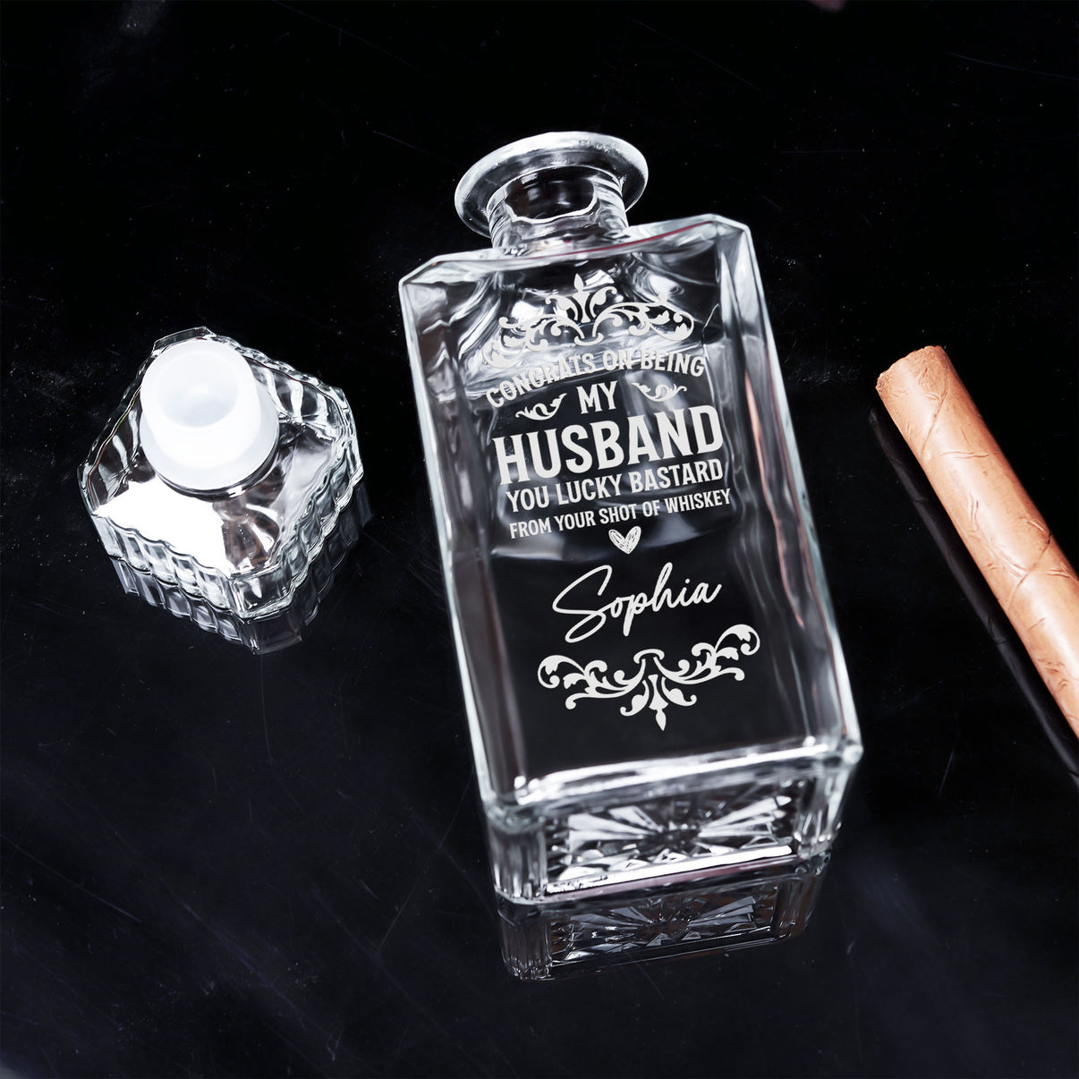 Congrats On Being My Husband You Lucky Bastard - Custom Decanter - Macorner