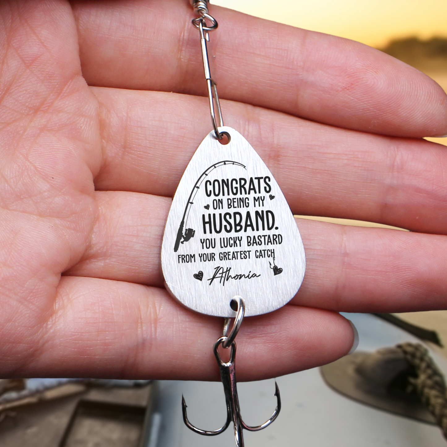 Congrats On Being My Husband You Lucky Bastard - Personalized Fishing Lure Keychain