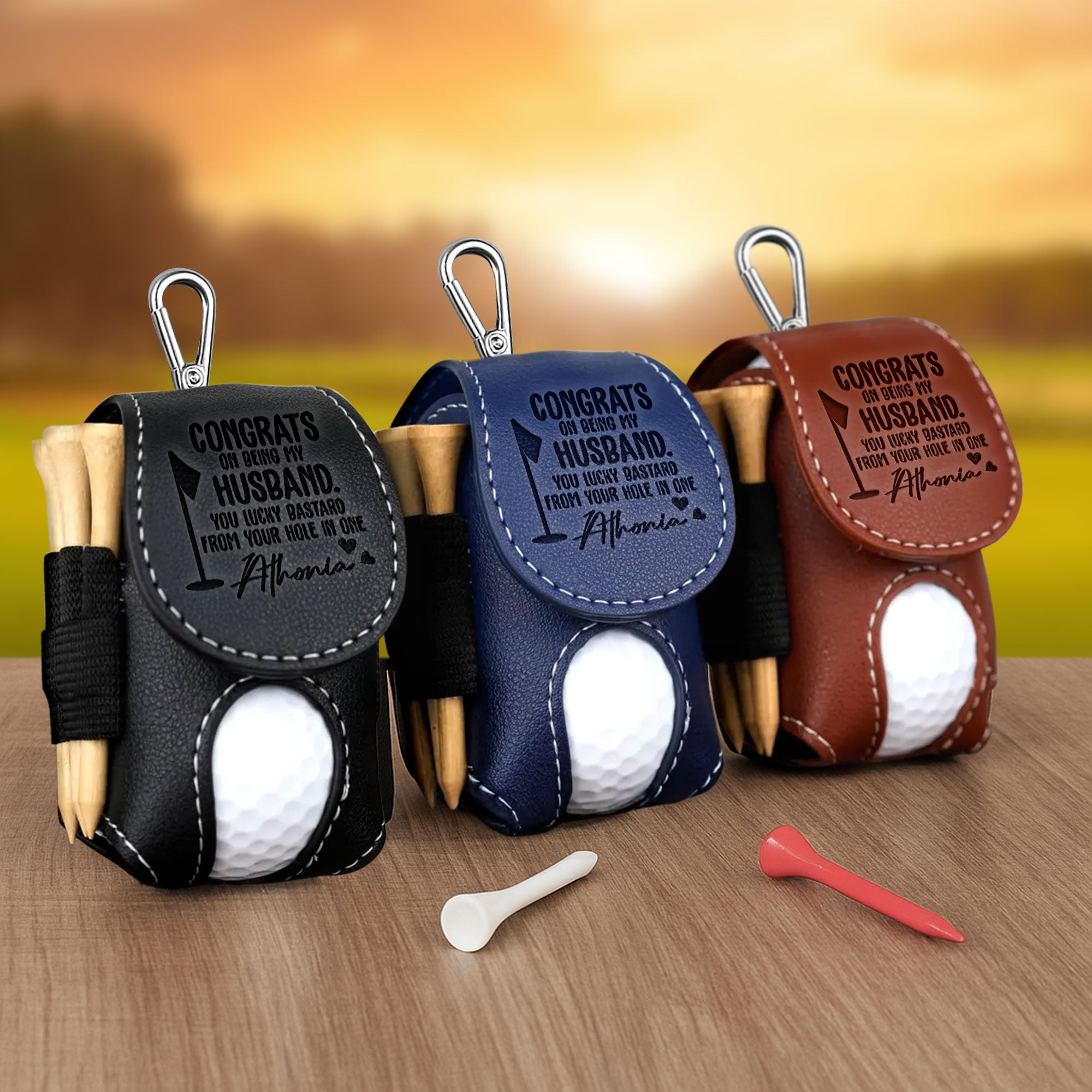 Congrats On Being My Husband You Lucky Bastard - Personalized Golf Ball Holder