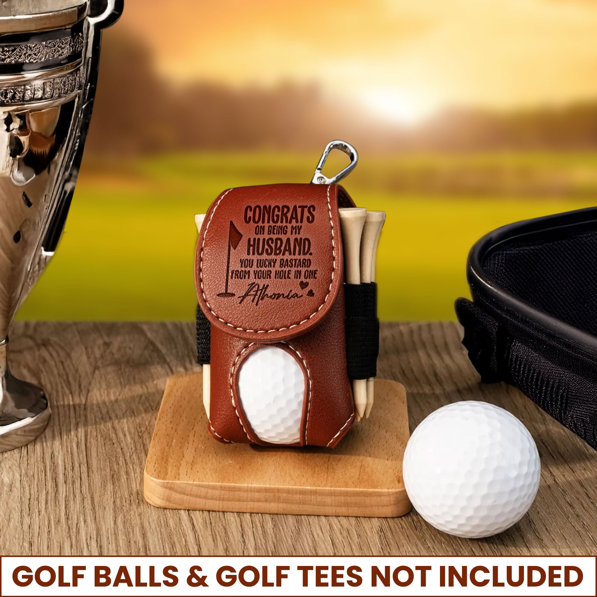 Congrats On Being My Husband You Lucky Bastard - Personalized Golf Ball Holder