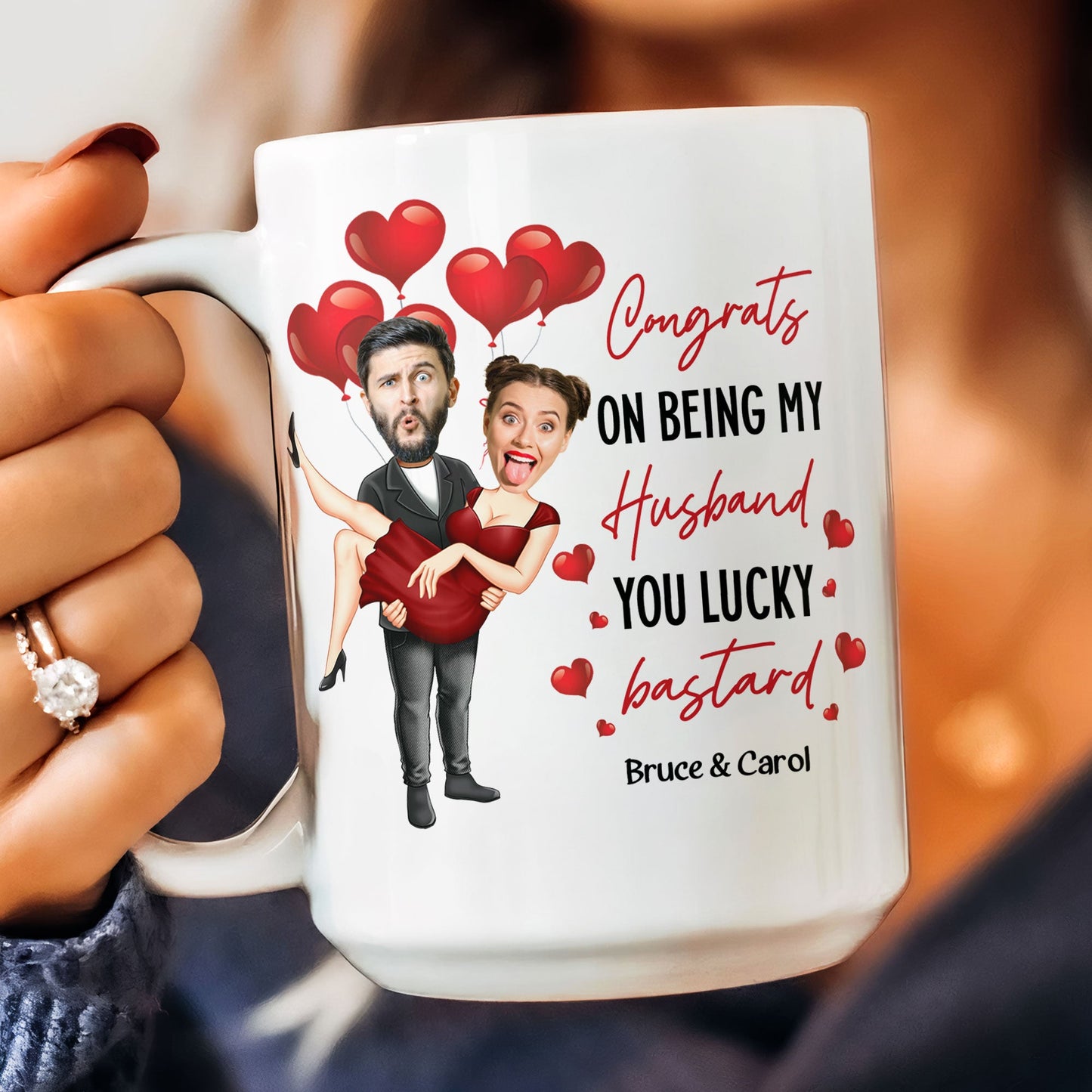 Congrats On Being My Husband You Lucky Bastard - Personalized Photo Mug