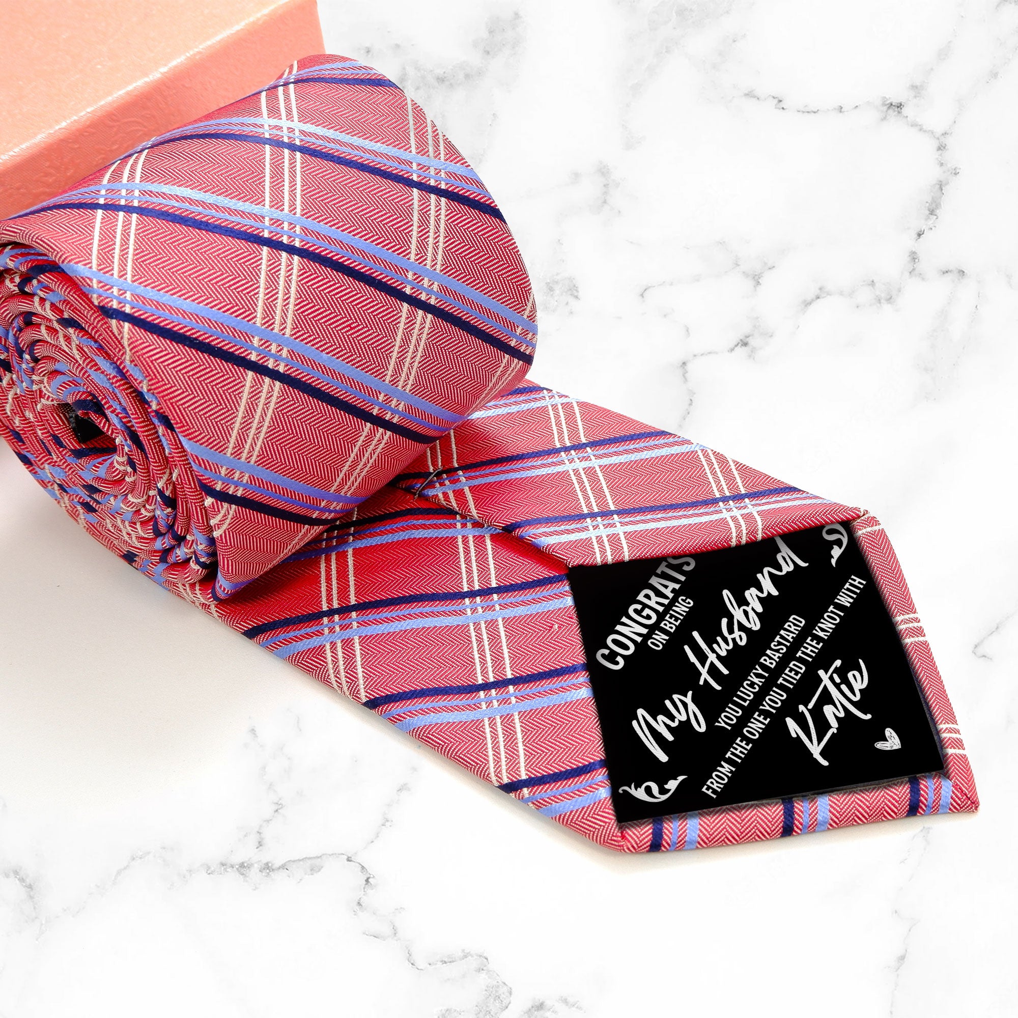 Congrats On Being My Husband You Lucky Bastard - Personalized Tie Patch