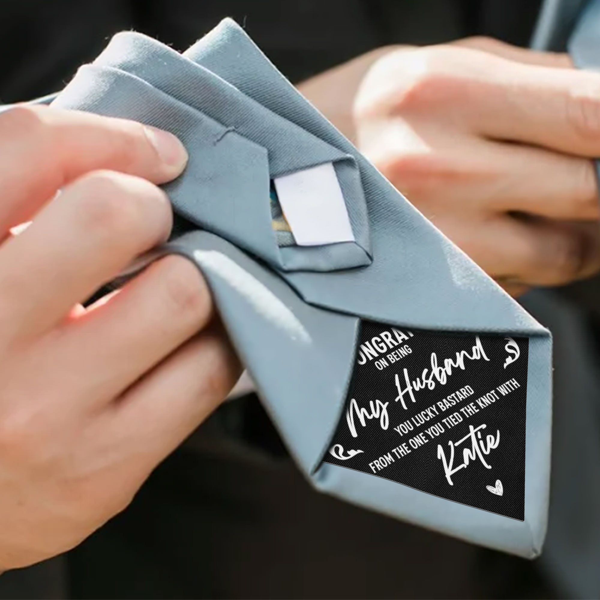 Congrats On Being My Husband You Lucky Bastard - Personalized Tie Patch