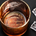 Congrats On Being My Husband You Lucky Bastard - Personalized Whiskey Glass With Photo