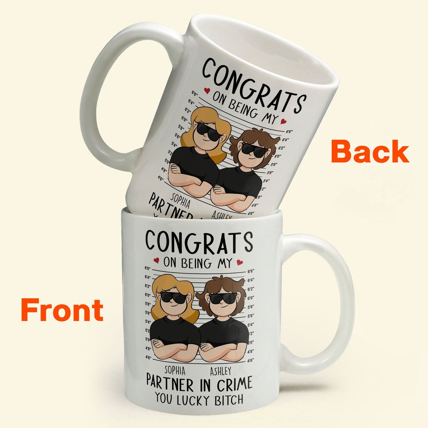 Congrats On Being My Partner In Crime - Personalized Mug