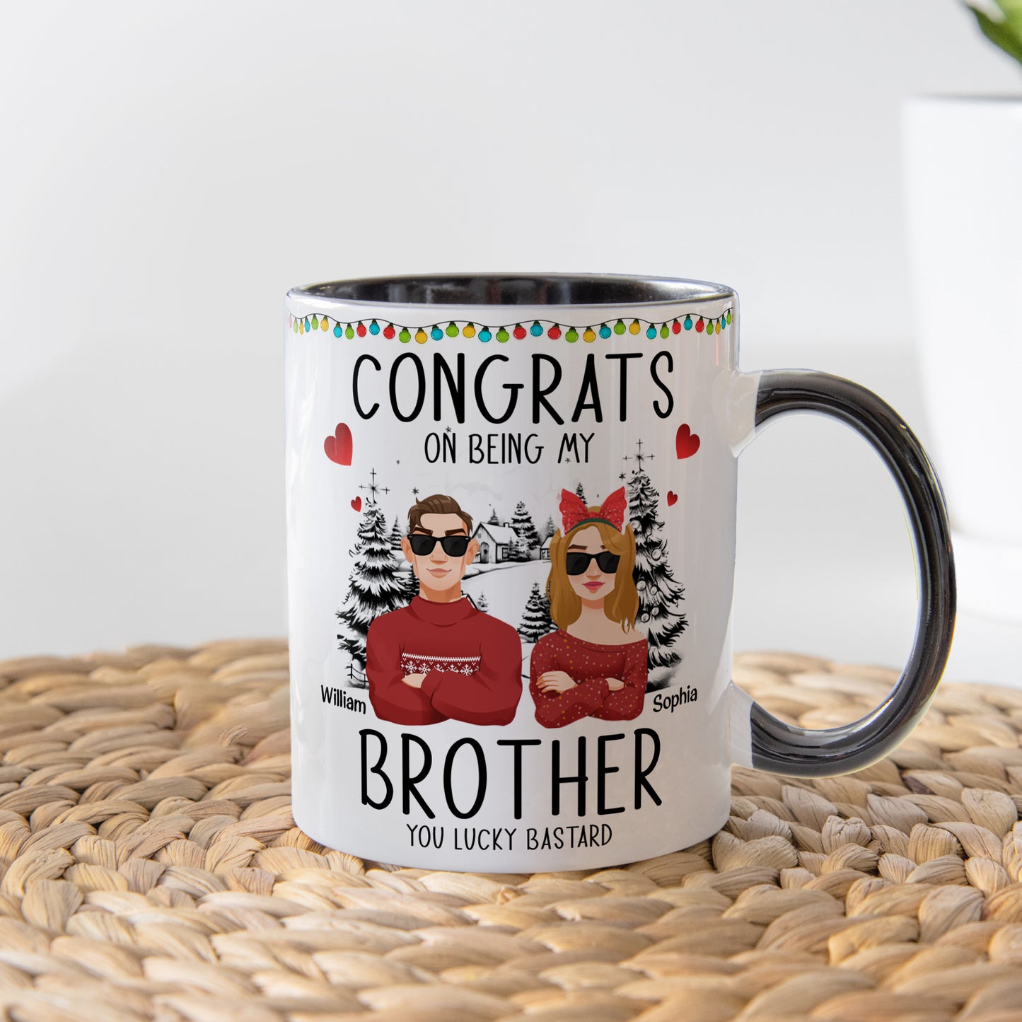 Congrats On Being My Sibling - Personalized Accent Mug