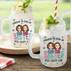 Congrats On Being My Sister - Personalized Mason Jar Cup With Straw