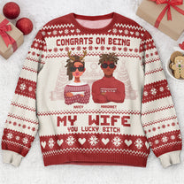 Congrats On Being My Wife Christmas Led Light - Personalized Ugly Sweater