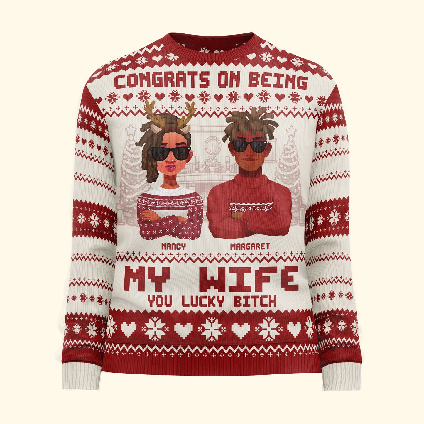 Congrats On Being My Wife Christmas Led Light - Personalized Ugly Sweater