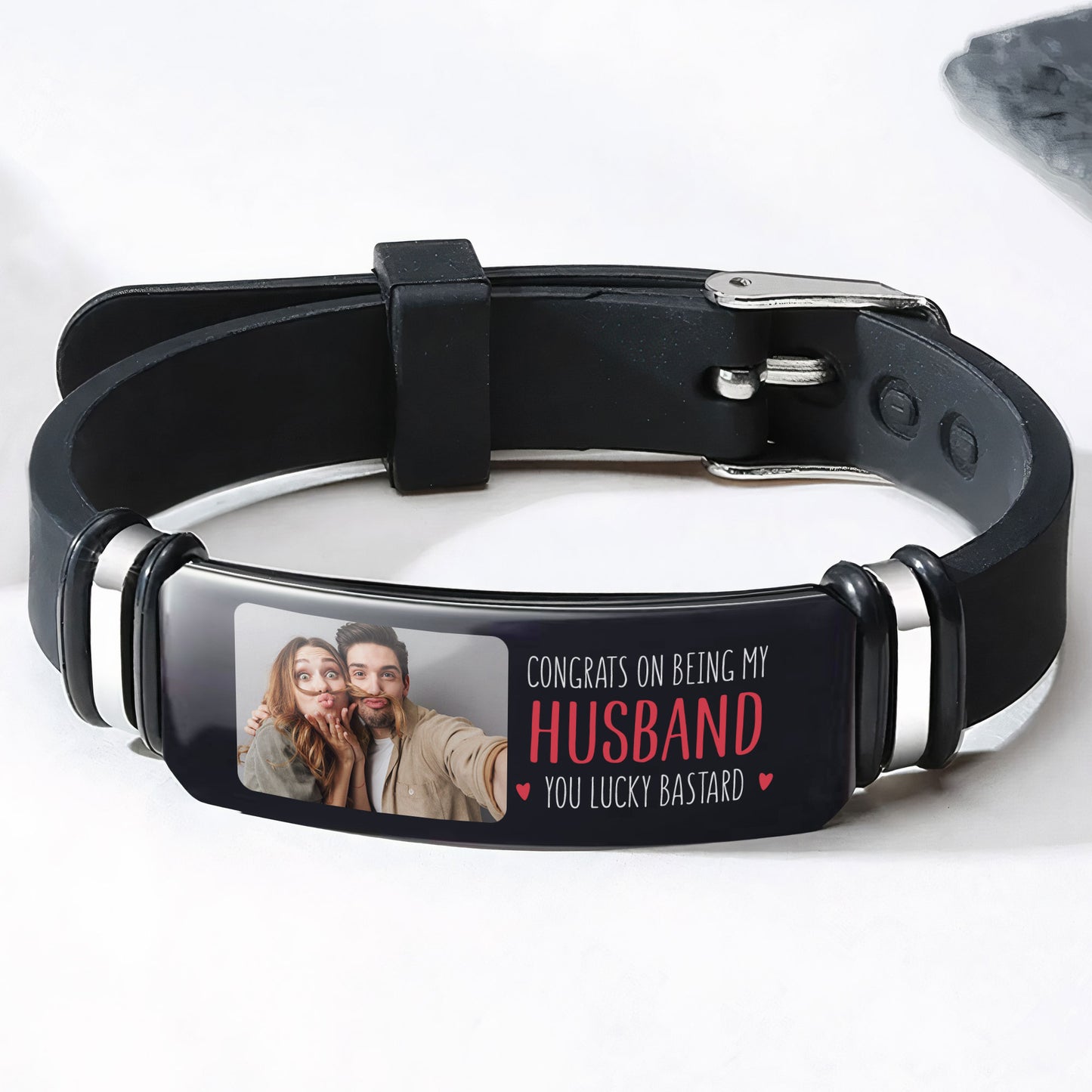 Congrats On Being My Husband/ Boyfriend  - Personalized Photo Bracelet