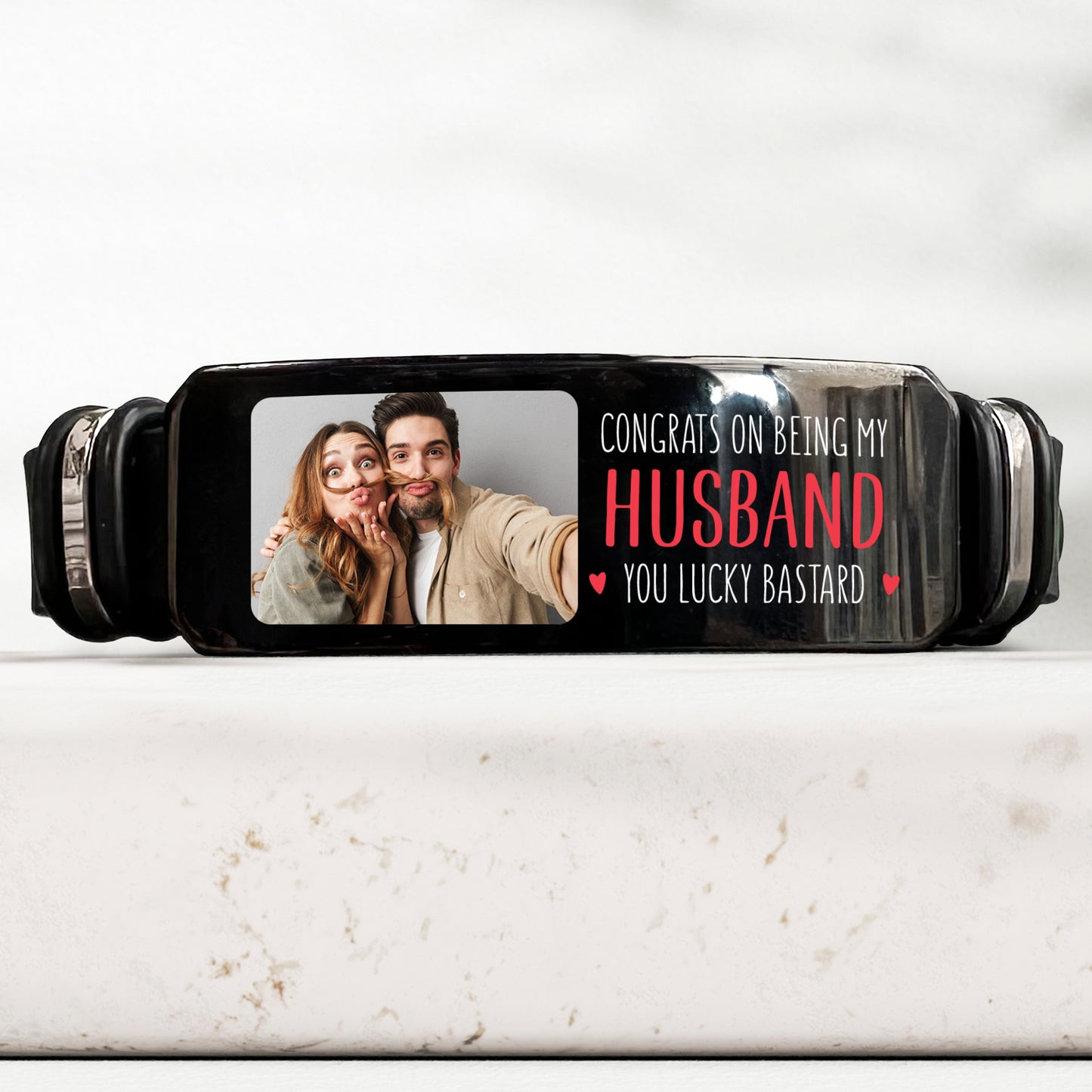 Congrats On Being My Husband/ Boyfriend  - Personalized Photo Bracelet