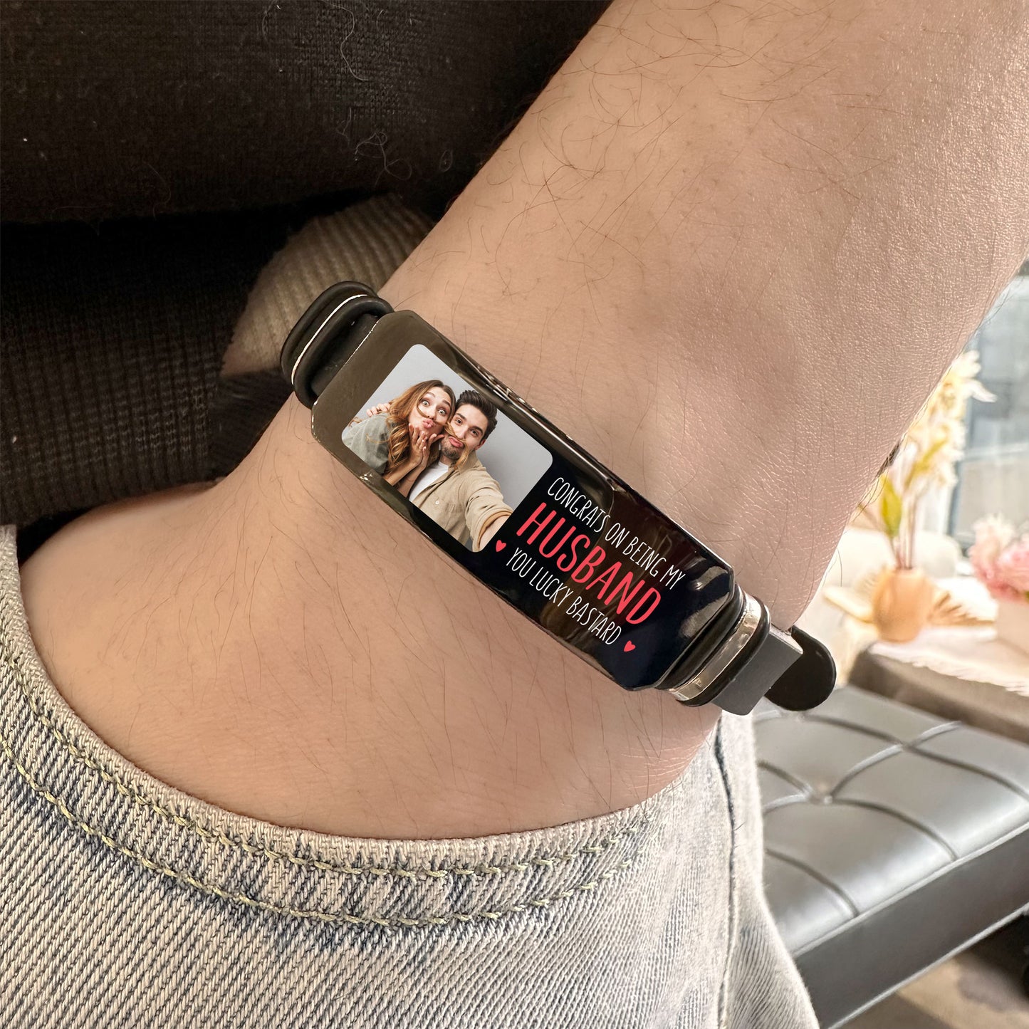 Congrats On Being My Husband/ Boyfriend  - Personalized Photo Bracelet