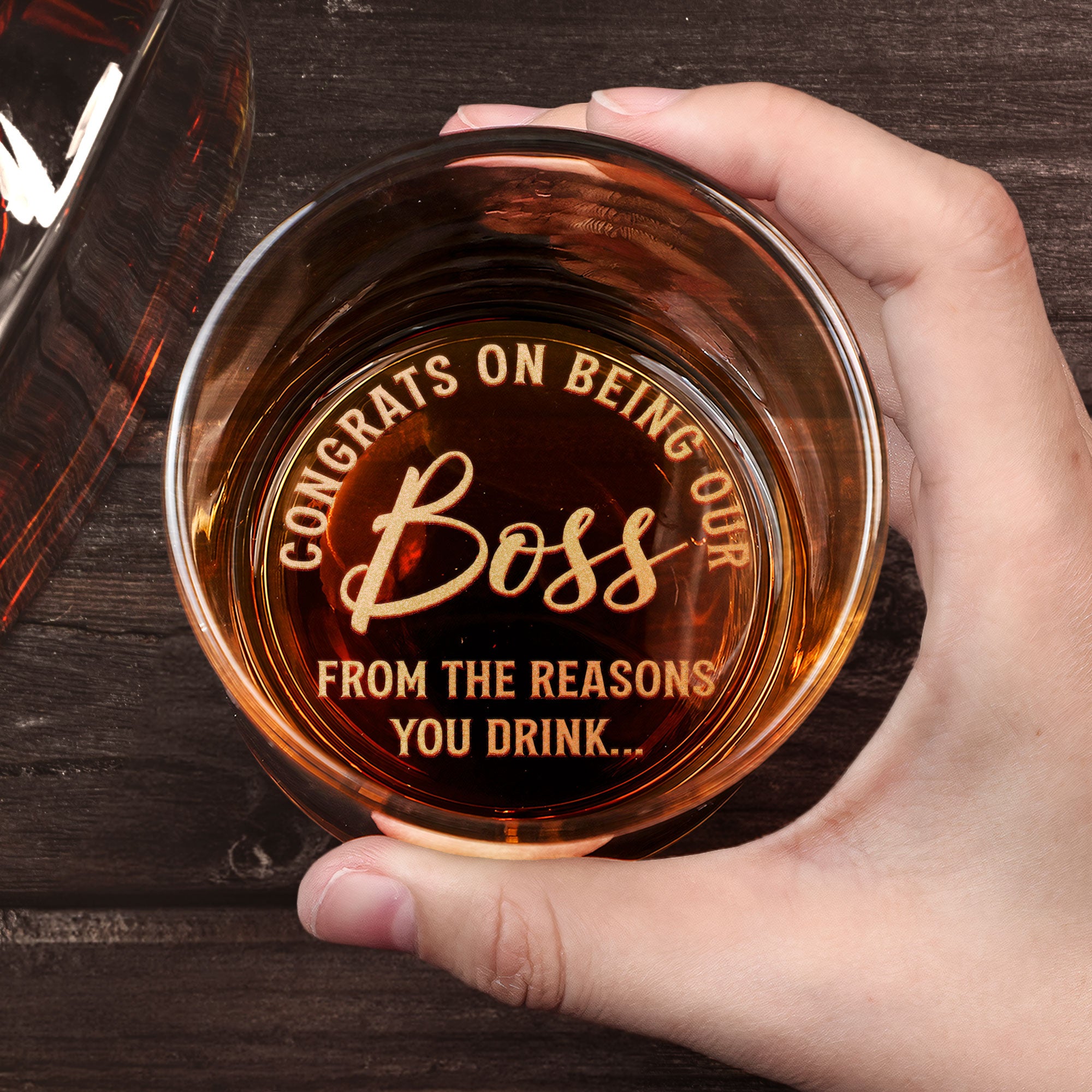Congrats On Being Our Boss From The Reasons You Drink - Funny Gift - Personalized Whiskey Glass