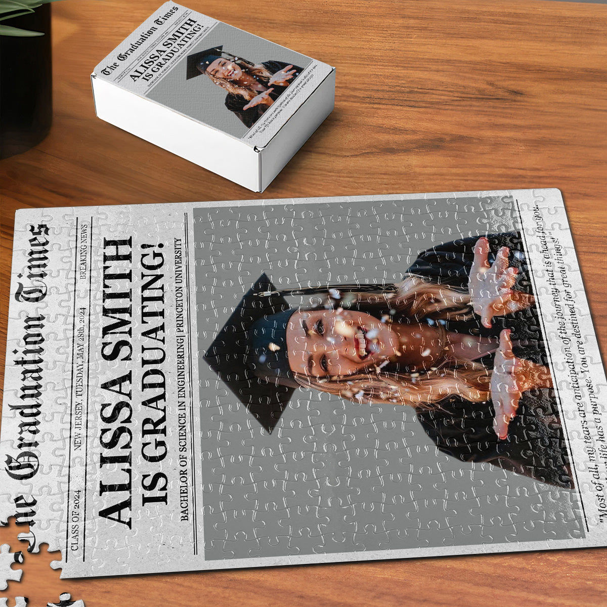 Congratulation Graduate Printable Newspaper - Personalized Photo Jigsaw Puzzle