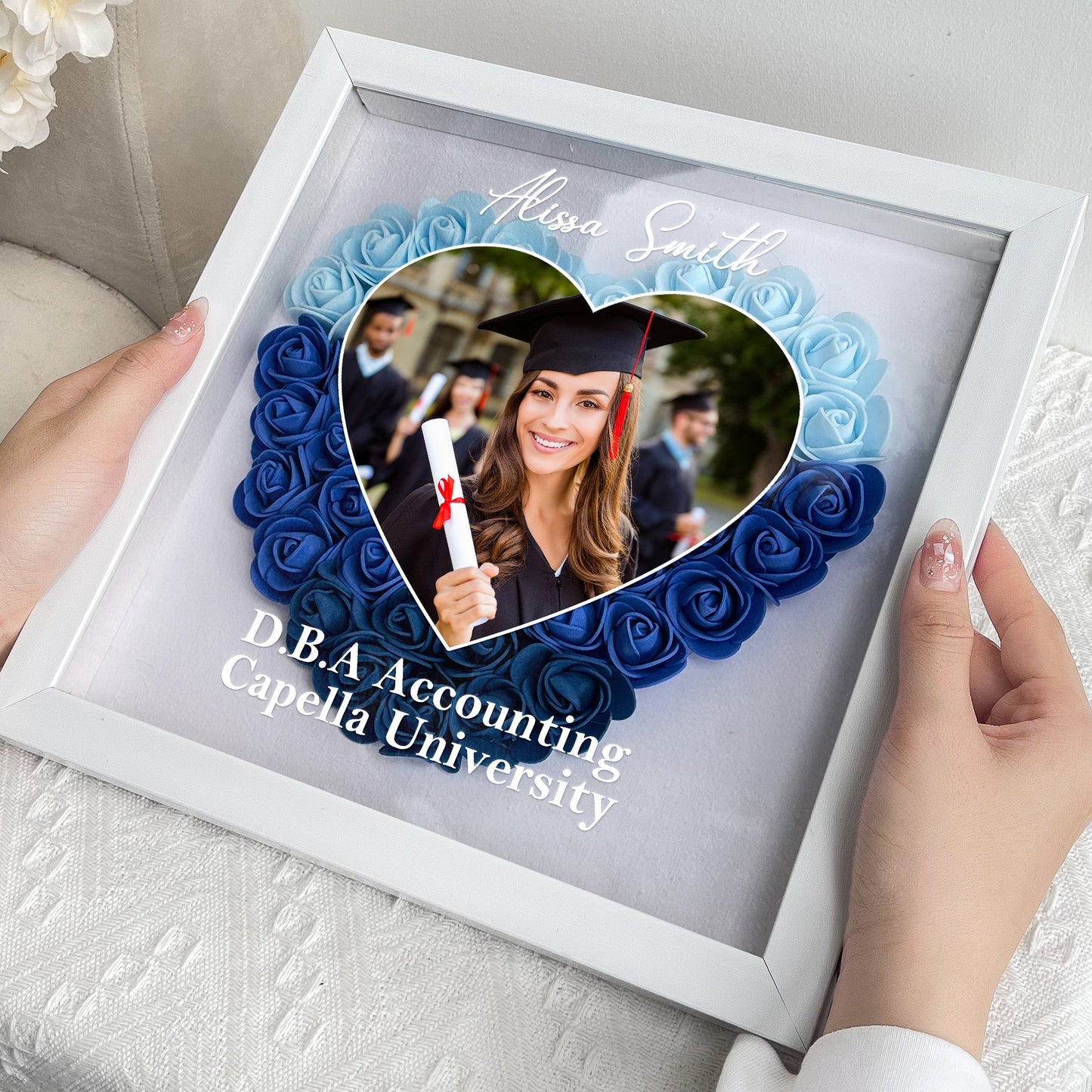 Congratulation Graduation - Personalized Photo Flower Shadow Box