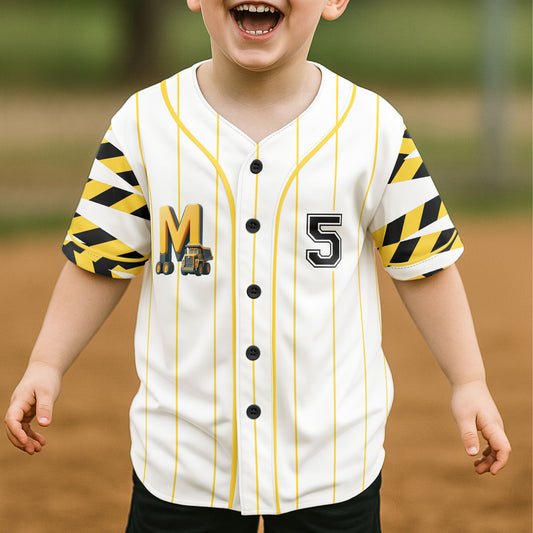 Construction Alphabets - Personalized Kids Baseball Jersey