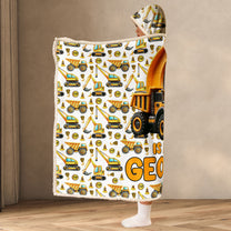 Construction Vehicle Letters - Personalized Wearable Blanket Hoodie