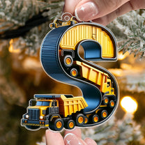 Construction Vehicles Letter - Personalized Acrylic Ornament