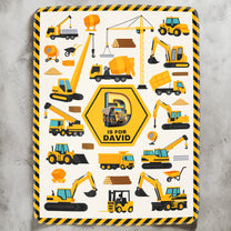 Construction Vehicles Truck, Unicorn Letter - Personalized Blanket