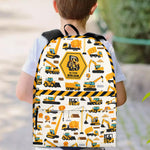Construction Vehicles Truck, Unicorn Letter - Personalized Kid Backpack