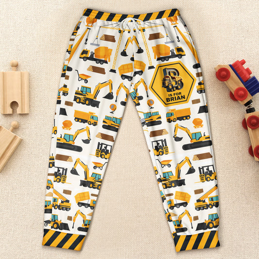 Construction Vehicles Truck, Unicorn Letter - Personalized Sweatpants