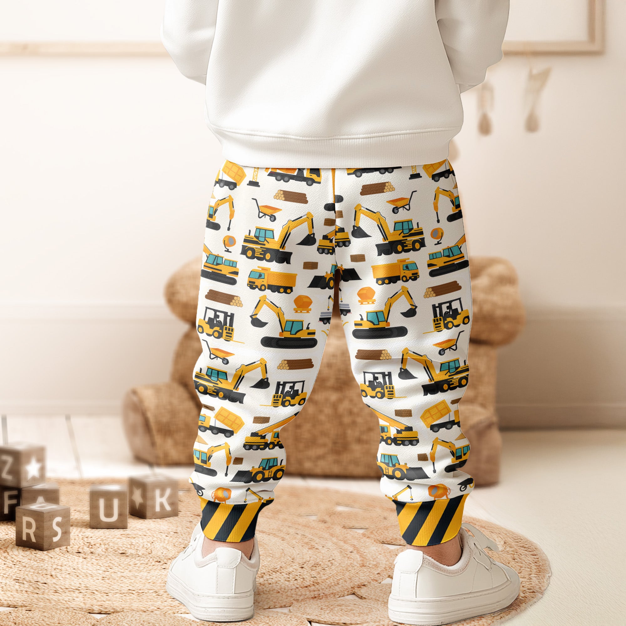 Construction Vehicles Truck, Unicorn Letter - Personalized Sweatpants
