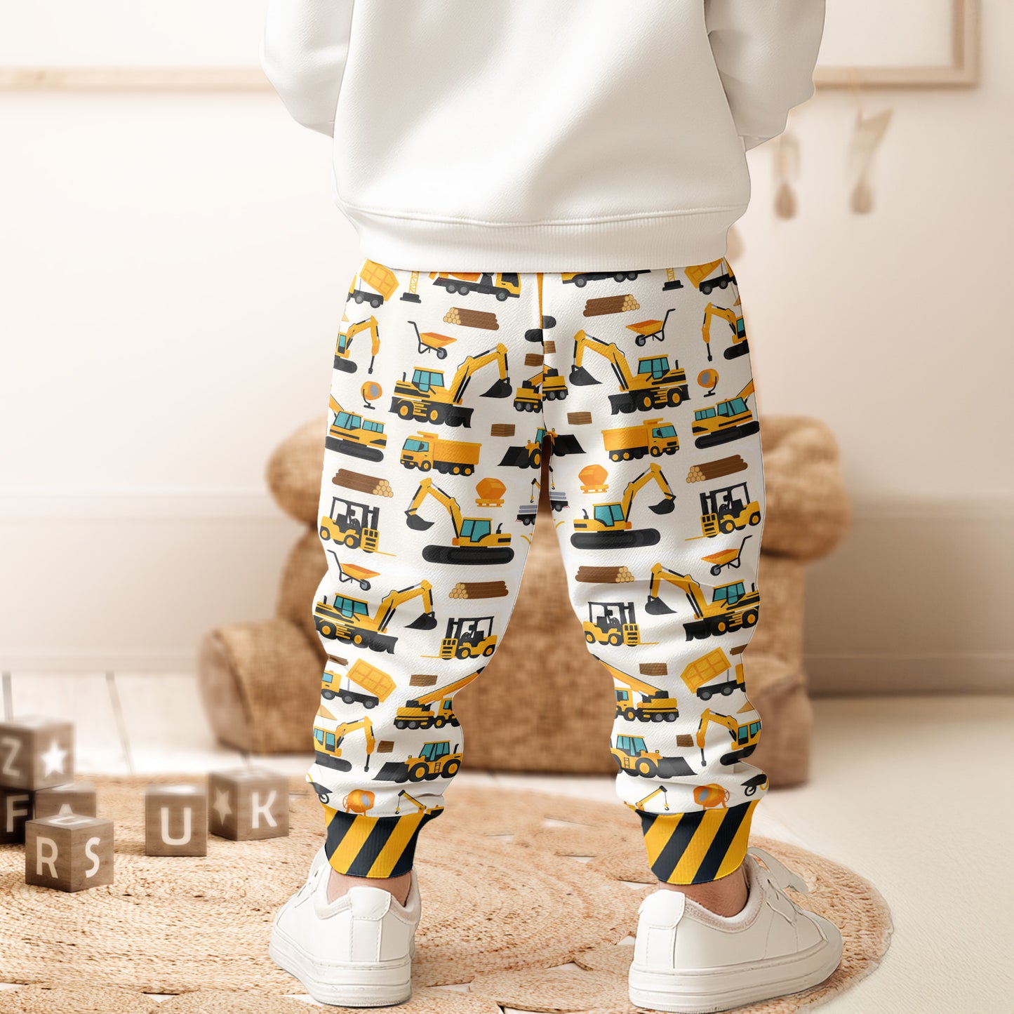 Construction Vehicles Truck, Unicorn Letter - Personalized Sweatpants