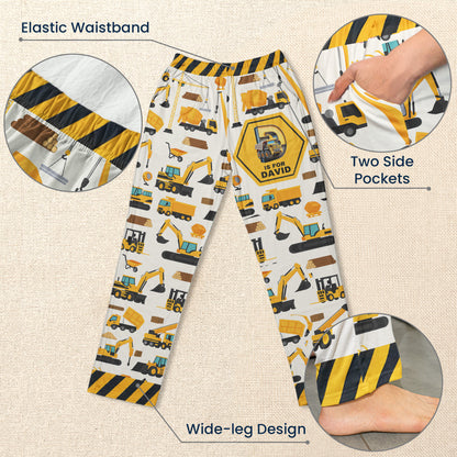 Construction Vehicles Truck, Unicorn Letter - Personalized Sweatpants