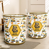 Construction Vehicles Truck, Unicorn Letter - Personalized Storage Basket