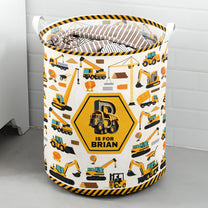 Construction Vehicles Truck, Unicorn Letter - Personalized Storage Basket