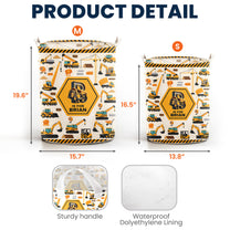 Construction Vehicles Truck, Unicorn Letter - Personalized Storage Basket