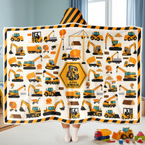 Construction Vehicles Letter Truck - Personalized Wearable Blanket Hoodie