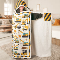 Construction Vehicles Letter Truck - Personalized Wearable Blanket Hoodie