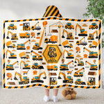 Construction Vehicles Letter Truck - Personalized Wearable Blanket Hoodie