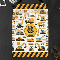 Construction Vehicles Truck, Unicorn Letter - Personalized Christmas Sack