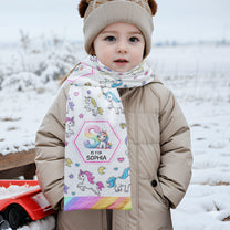 Construction Vehicles Truck, Unicorn Letter For Kid - Personalized Kid's Fleece Scarf