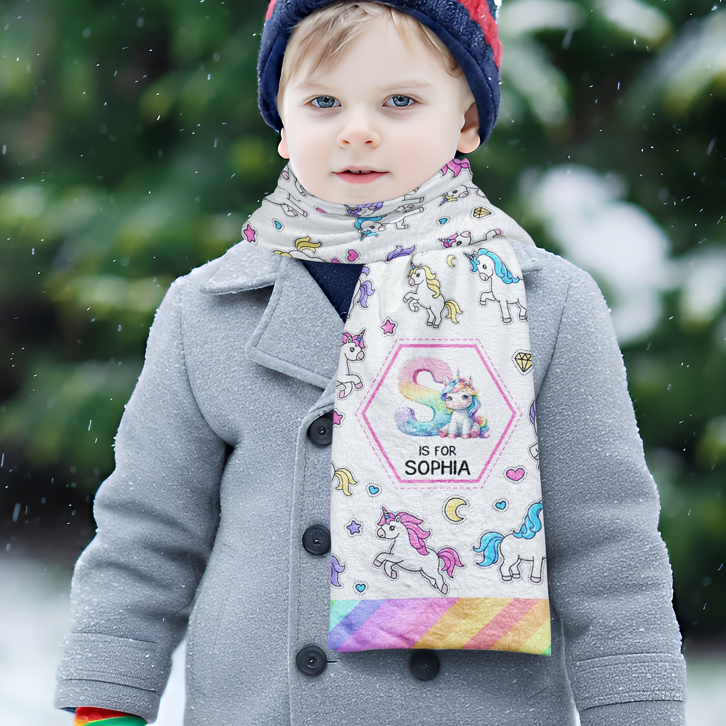 Construction Vehicles Truck, Unicorn Letter For Kid - Personalized Kid's Fleece Scarf