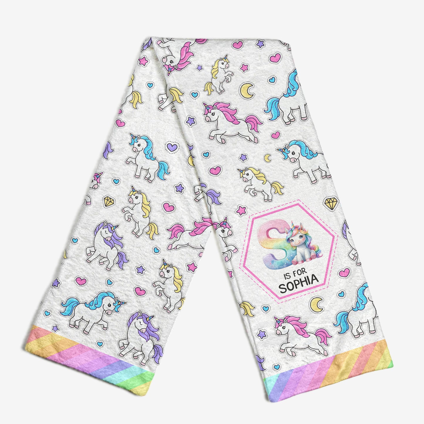 Construction Vehicles Truck, Unicorn Letter For Kid - Personalized Kid's Fleece Scarf