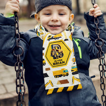 Construction Vehicles Truck, Unicorn Letter For Kid - Personalized Kid's Fleece Scarf