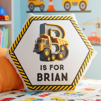 Construction Vehicles Truck, Unicorn Letter - Personalized Custom Shaped Pillow