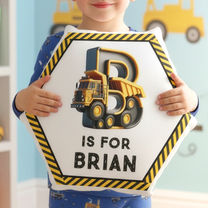 Construction Vehicles Truck, Unicorn Letter - Personalized Custom Shaped Pillow